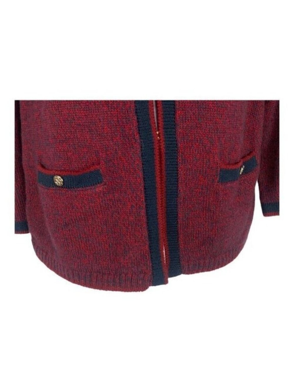 Ann Taylor Red & Navy Open Front Cardigan With Pockets Womens Size Small - Picture 3 of 11